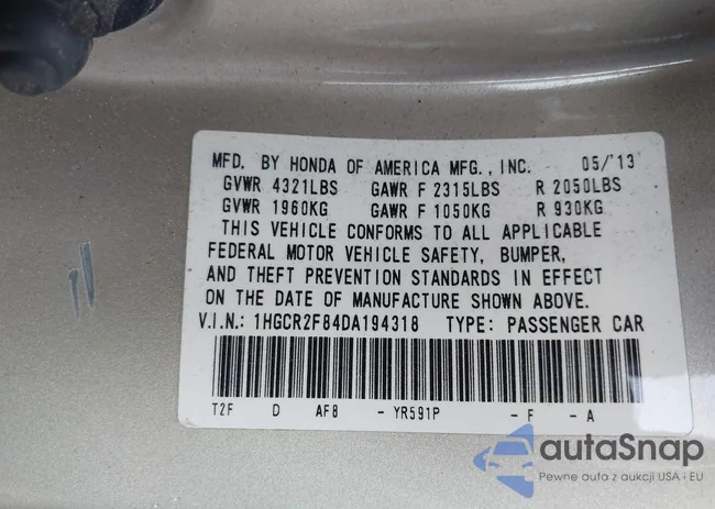 1HGCR2F84DA194318: 42364462