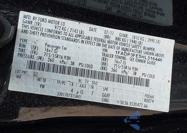 1FADP3FE5HL316446: 42364483