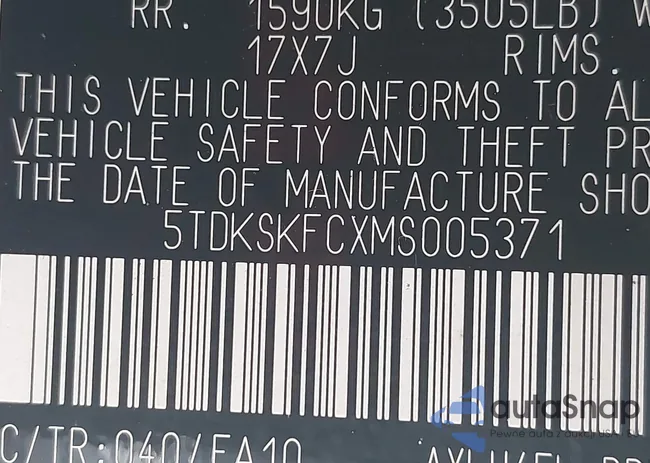 5TDKSKFCXMS005371: 42364499