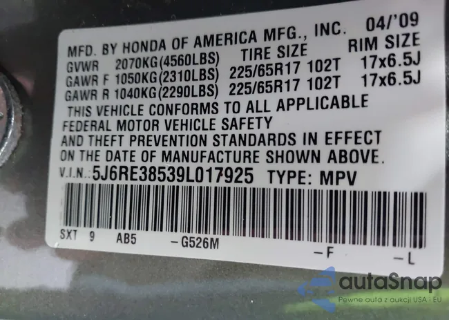 5J6RE38539L017925: 42364510