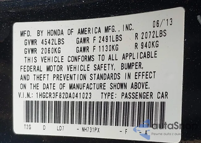 1HGCR3F82DA041023: 42364532