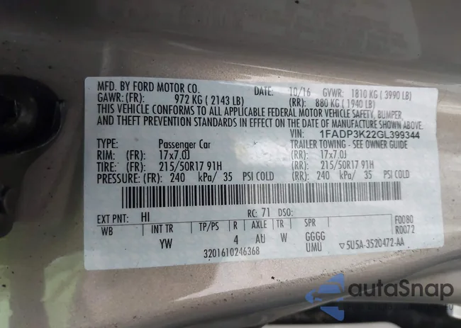 1FADP3K22GL399344: 42364550