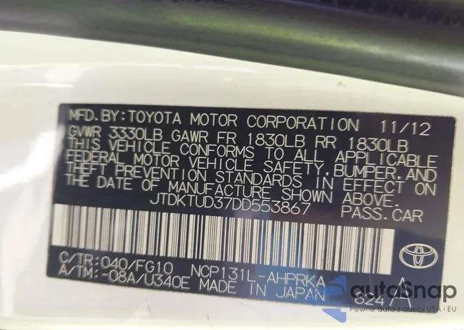 JTDKTUD37DD553867: 42363998