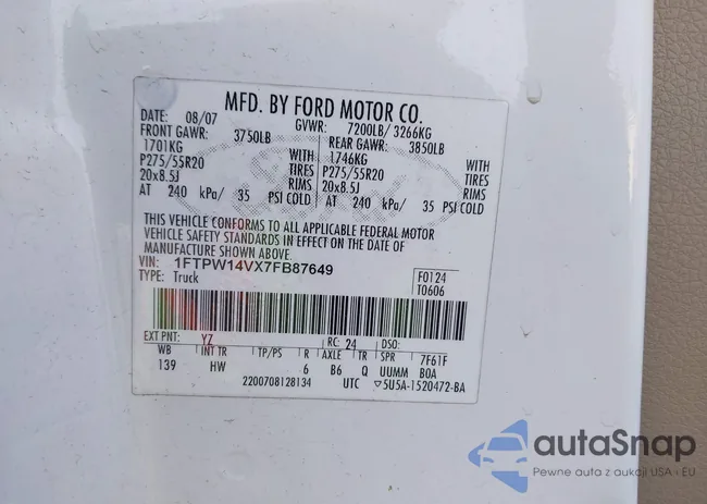 1FTPW14VX7FB87649: 42365156