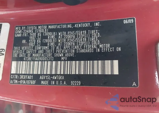 4T3BE11A09U005313: 42365290