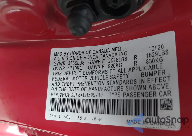 2HGFC2F84LH599710: 42365410