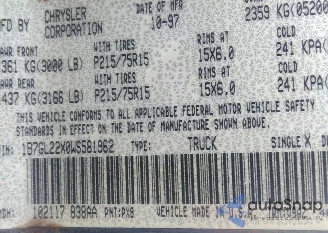 1B7GL22X0WS581962: 42365415