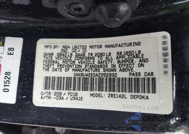 1NXBU4EE0AZ352932: 42365478