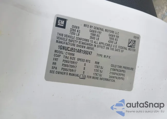 1GNUCJE01AR199247: 42365497