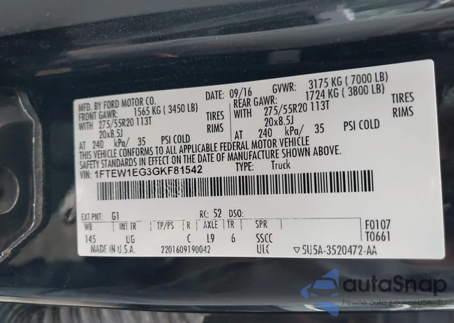 1FTEW1EG3GKF81542: 42365525