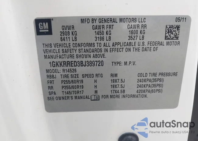 1GKKRRED3BJ389720: 42365592