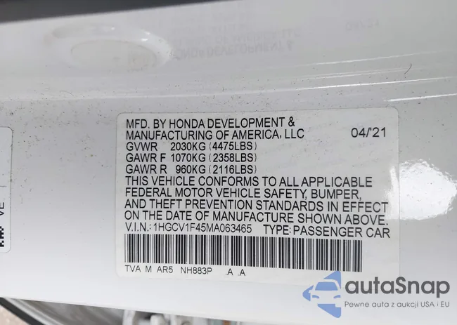 1HGCV1F45MA063465: 42365633