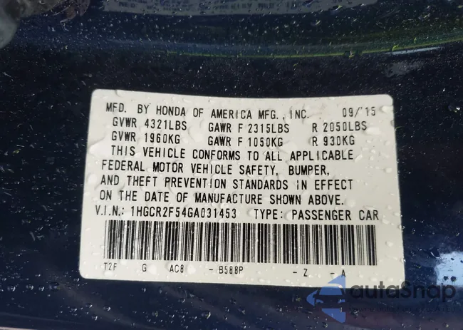 1HGCR2F54GA031453: 42364940