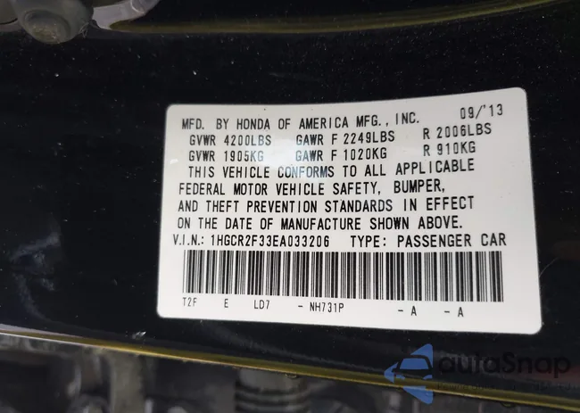 1HGCR2F33EA033206: 42365029