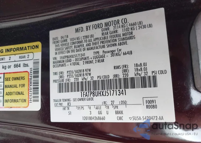 1FATP8UHXJ5171341: 42366152