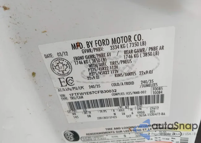 1FTFW1E67CFB30032: 42366283