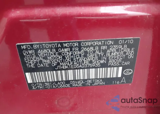 JTHBK1EG5A2375935: 42366524