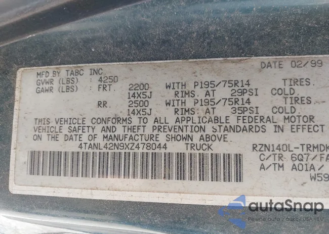 4TANL42N9XZ478044: 42366622