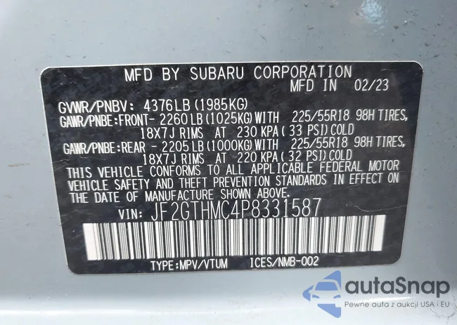 JF2GTHMC4P8331587: 42366625