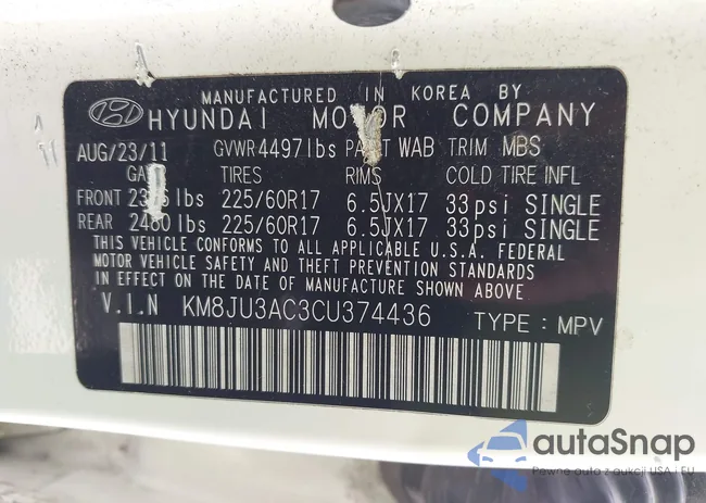 KM8JU3AC3CU374436: 42366695