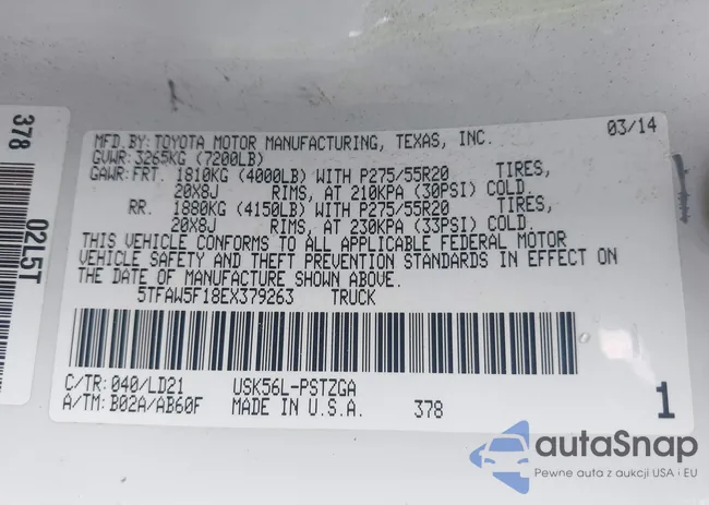 5TFAW5F18EX379263: 42365961