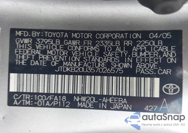 JTDKB20U357026575: 42366005