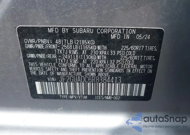 JF2GUADC6R8384413: 42366058