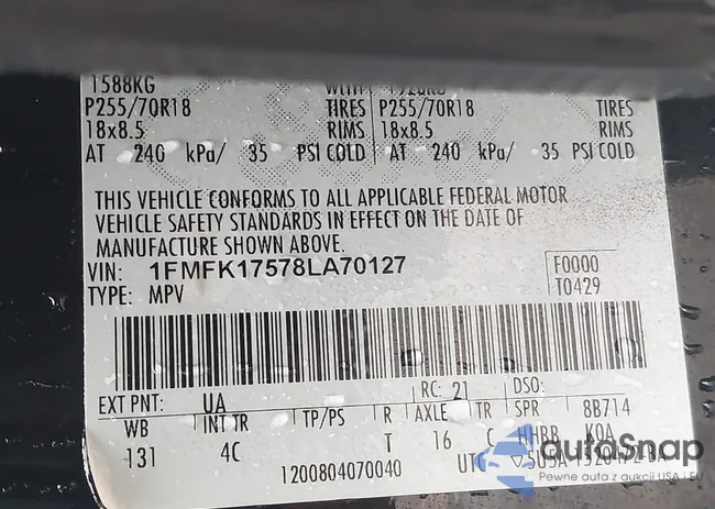 1FMFK17578LA70127: 42367200