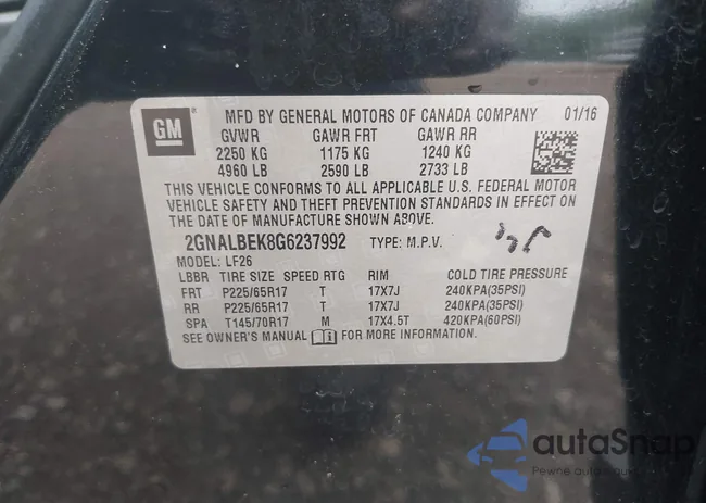 2GNALBEK8G6237992: 42367291