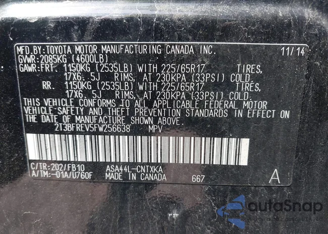 2T3BFREV5FW256638: 42367308