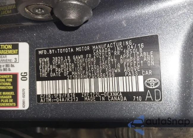 2T1BURHE7GC666399: 42366941