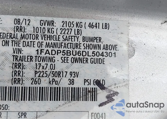 1FADP5BU6DL504301: 42366960