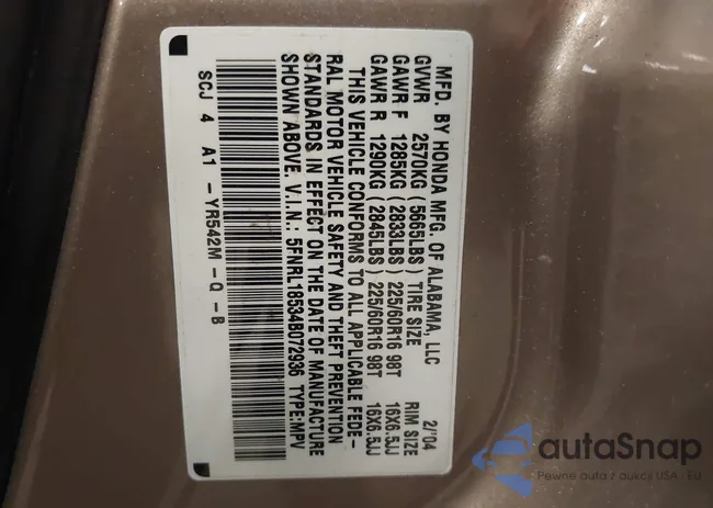 5FNRL18534B072936: 42366971