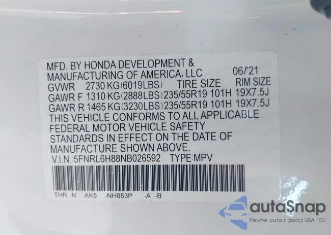 5FNRL6H88NB026592: 42367048