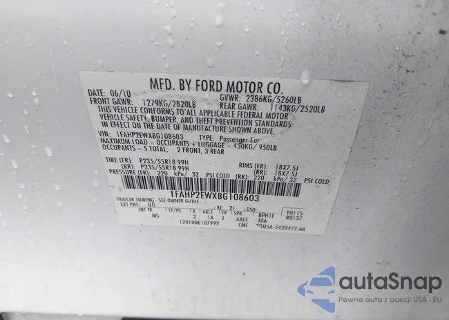 1FAHP2EWXBG108603: 42368116