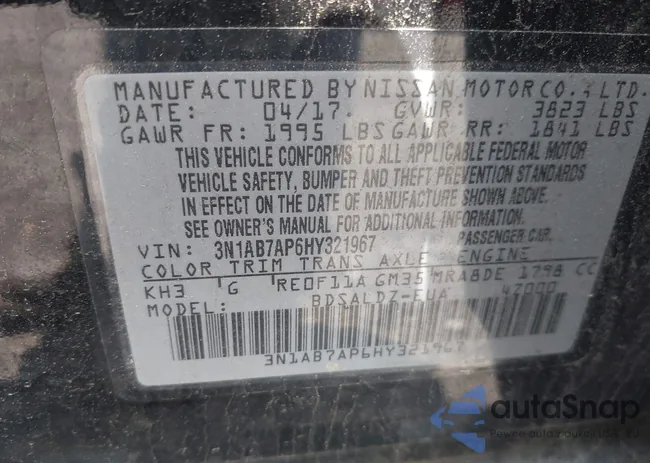 3N1AB7AP6HY321967: 42368307