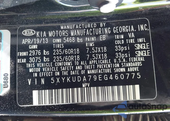 5XYKUDA79EG460775: 42368345