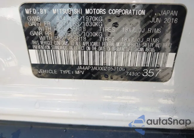 JA4AP3AU0GZ053106: 42368350