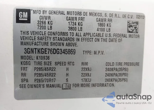 3GNTKGE76DG345869: 42367816