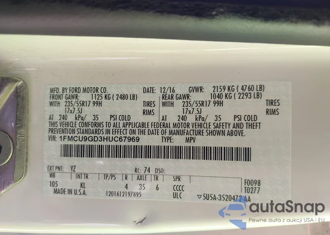 1FMCU9GD3HUC67969: 42367997