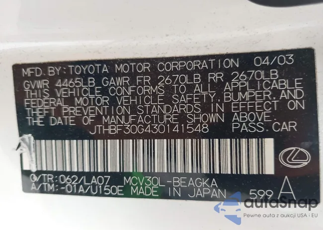 JTHBF30G430141548: 42368099