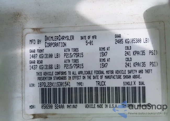 1B7GL22X11S301541: 42369408