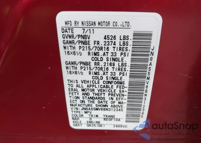 JN8AS5MV6BW312345: 42369496