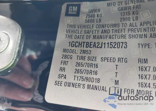 1GCHTBEA2J1152073: 42369609