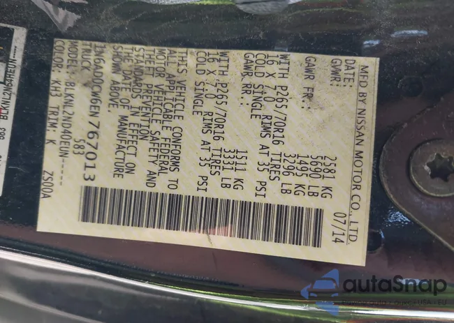 1N6AD0CW6EN767013: 42368703