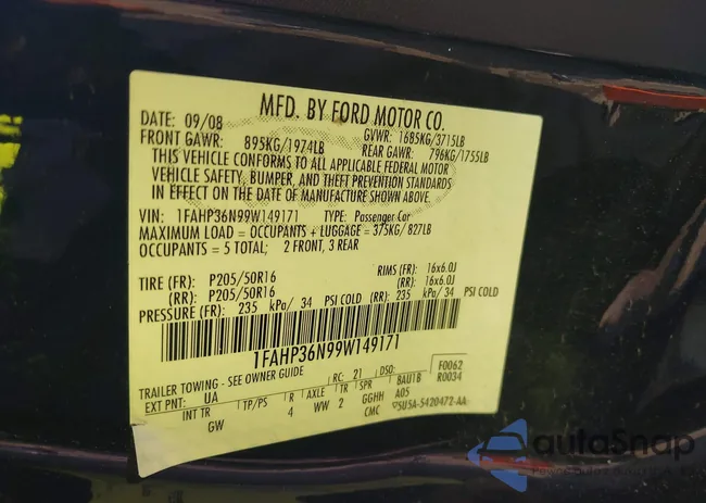 1FAHP36N99W149171: 42368810