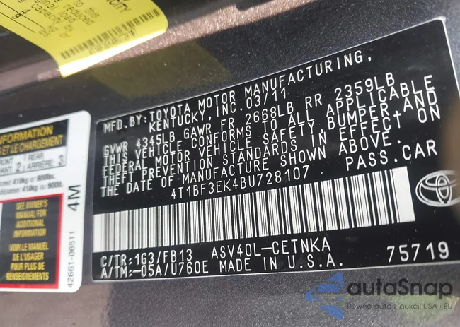 4T1BF3EK4BU728107: 42370546