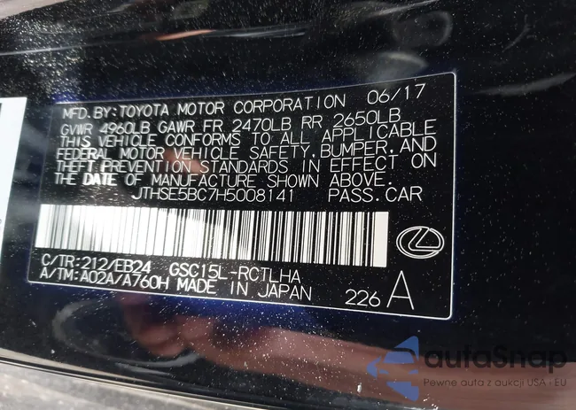 JTHSE5BC7H5008141: 42370611