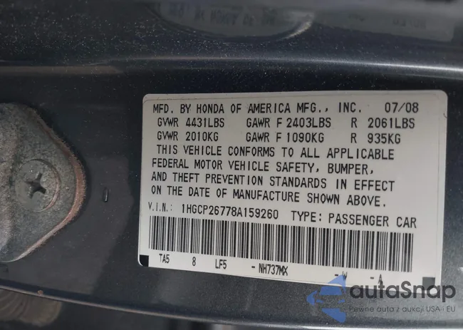 1HGCP26778A159260: 42369760