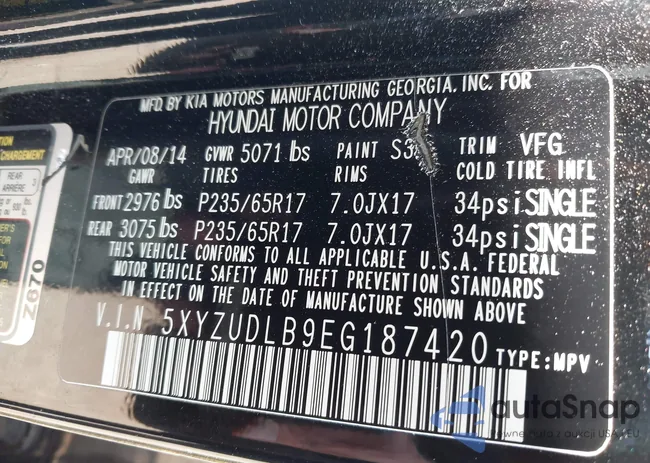 5XYZUDLB9EG187420: 42369989